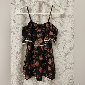 No Boundaries Black Floral Off The Shoulder Shirt Size XS